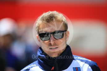 World © Octane Photographic Ltd. Formula 1 – Spanish GP - Sunday Paddock. Williams Martini Racing FW41 – Sergey Sirotkin. Circuit de Barcelona-Catalunya, Spain. Sunday 13th May 2018.