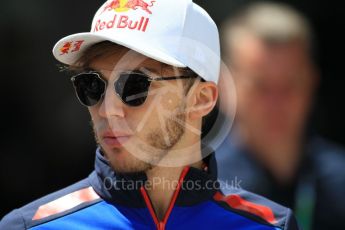 World © Octane Photographic Ltd. Formula 1 – Spanish GP - Sunday Paddock. Scuderia Toro Rosso STR13 – Pierre Gasly. Circuit de Barcelona-Catalunya, Spain. Sunday 13th May 2018.