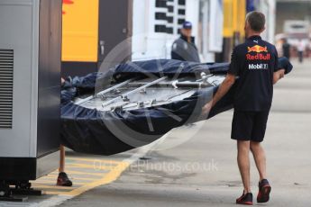 World © Octane Photographic Ltd. Formula 1 – Spanish GP - Thursday Setup. Aston Martin Red Bull Racing TAG Heuer RB14 – New floor arrival. Circuit de Barcelona-Catalunya, Spain. Thursday 10th May 2018.