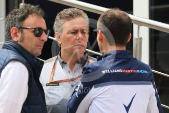 World © Octane Photographic Ltd. Formula 1 – Spanish GP - Thursday Setup. Williams Martini Racing FW41 – Robert Kubica and Mario Isola – Pirelli Head of Car Racing. Circuit de Barcelona-Catalunya, Spain. Thursday 10th May 2018.
