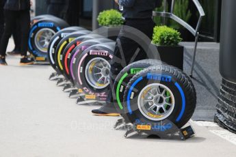 World © Octane Photographic Ltd. Formula 1 – Spanish GP - Thursday Setup. Pirelli tyre range. Circuit de Barcelona-Catalunya, Spain. Thursday 10th May 2018.