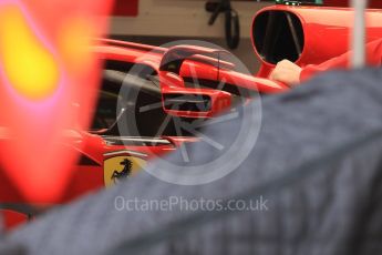 World © Octane Photographic Ltd. Formula 1 – Spanish GP - Thursday Setup. Scuderia Ferrari SF71-H new halo suspended mirrors. Circuit de Barcelona-Catalunya, Spain. Thursday 10th May 2018.