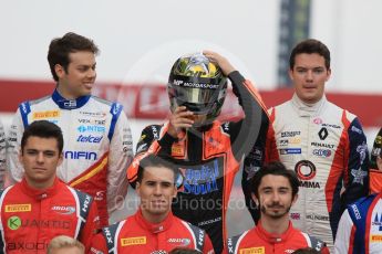 World © Octane Photographic Ltd. GP3 – Spanish GP – Class of 2018. Campos Racing - Diego Menchaca; MP Motorsport - Dorian Boccolacci (with helmet...)and Will Palmer. Circuit de Barcelona-Catalunya, Spain. Thursday 10th May 2018.