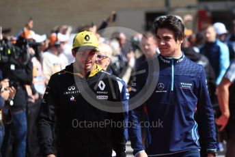 World © Octane Photographic Ltd. Formula 1 – United States GP - Drivers Parade. Williams Martini Racing FW41 – Lance Stroll and Renault Sport F1 Team RS18 – Carlos Sainz. Circuit of the Americas (COTA), USA. Sunday 21st October 2018.
