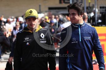 World © Octane Photographic Ltd. Formula 1 – United States GP - Drivers Parade. Williams Martini Racing FW41 – Lance Stroll and Renault Sport F1 Team RS18 – Carlos Sainz. Circuit of the Americas (COTA), USA. Sunday 21st October 2018.