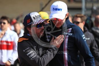 World © Octane Photographic Ltd. Formula 1 – United States GP - Drivers Parade. Racing Point Force India VJM11 - Esteban Ocon and McLaren MCL33 – Fernando Alonso. Circuit of the Americas (COTA), USA. Sunday 21st October 2018.