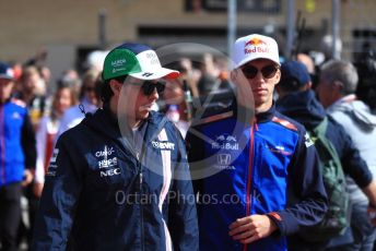 World © Octane Photographic Ltd. Formula 1 – United States GP - Drivers Parade. Racing Point Force India VJM11 - Sergio Perez and Scuderia Toro Rosso STR13 – Pierre Gasly. . Circuit of the Americas (COTA), USA. Sunday 21st October 2018.