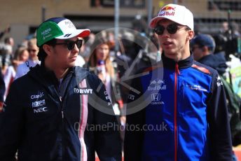 World © Octane Photographic Ltd. Formula 1 – United States GP - Drivers Parade. Racing Point Force India VJM11 - Sergio Perez and Scuderia Toro Rosso STR13 – Pierre Gasly. . Circuit of the Americas (COTA), USA. Sunday 21st October 2018.