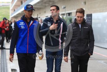World © Octane Photographic Ltd. Formula 1 – United States GP - Practice 1. Scuderia Toro Rosso - Sean Gelael, Racing Point Force India VJM11 - Nicholas Latifi. and McLaren MCL33 – Stoffel Vandoorne. Circuit of the Americas (COTA), USA. Friday 19th October 2018.