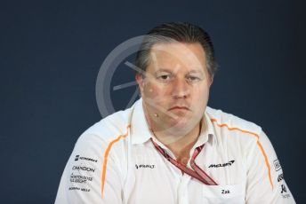 World © Octane Photographic Ltd. Formula 1 - United States GP - Friday FIA Team Press Conference. Zak Brown - Executive Director of McLaren Technology Group. Circuit of the Americas (COTA), USA. Thursday Friday 18th October 2018.