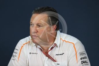 World © Octane Photographic Ltd. Formula 1 - United States GP - Friday FIA Team Press Conference. Zak Brown - Executive Director of McLaren Technology Group. Circuit of the Americas (COTA), USA. Friday 18th October 2018