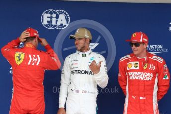 World © Octane Photographic Ltd. Formula 1 – United States GP – Qualifying. Mercedes AMG Petronas Motorsport AMG F1 W09 EQ Power+ - Lewis Hamilton, Scuderia Ferrari SF71-H – Kimi Raikkonen and Sebastian Vettel. Circuit of the Americas (COTA), USA. Saturday 20th October 2018.