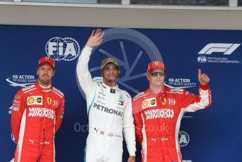 World © Octane Photographic Ltd. Formula 1 – United States GP – Qualifying. Mercedes AMG Petronas Motorsport AMG F1 W09 EQ Power+ - Lewis Hamilton, Scuderia Ferrari SF71-H – Kimi Raikkonen and Sebastian Vettel. Circuit of the Americas (COTA), USA. Saturday 20th October 2018.