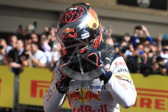 World © Octane Photographic Ltd. Formula 1 – United States GP - Race Podium. Aston Martin Red Bull Racing TAG Heuer RB14 – Max Verstappen. Circuit of the Americas (COTA), USA. Sunday 21st October 2018.