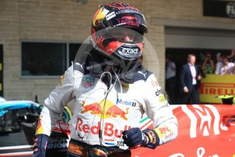 World © Octane Photographic Ltd. Formula 1 – United States GP - Race Podium. Aston Martin Red Bull Racing TAG Heuer RB14 – Max Verstappen. Circuit of the Americas (COTA), USA. Sunday 21st October 2018.