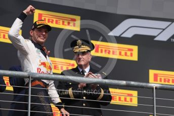 World © Octane Photographic Ltd. Formula 1 – United States GP - Race Podium. Aston Martin Red Bull Racing TAG Heuer RB14 – Max Verstappen. Circuit of the Americas (COTA), USA. Sunday 21st October 2018.