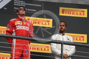 World © Octane Photographic Ltd. Formula 1 – United States GP - Podium. Scuderia Ferrari SF71-H – Kimi Raikkonen. Circuit of the Americas (COTA), USA. Sunday 21st October 2018.