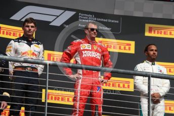 World © Octane Photographic Ltd. Formula 1 – United States GP - Podium. Scuderia Ferrari SF71-H – Kimi Raikkonen followed by Aston Martin Red Bull Racing TAG Heuer RB14 – Max Verstappen and Mercedes AMG Petronas Motorsport AMG F1 W09 EQ Power+ - Lewis Hamilton. Circuit of the Americas (COTA), USA. Sunday 21st October 2018.