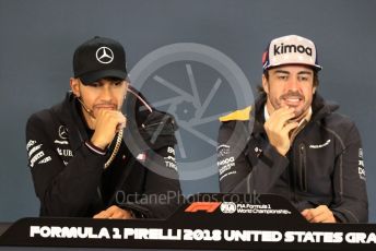 World © Octane Photographic Ltd. Formula 1 – United States GP - FIA Drivers’ Press Conference. Mercedes AMG Petronas Motorsport - Lewis Hamilton and McLaren – Fernando Alonso. Circuit of the Americas (COTA), USA. Thursday 18th October 2018.