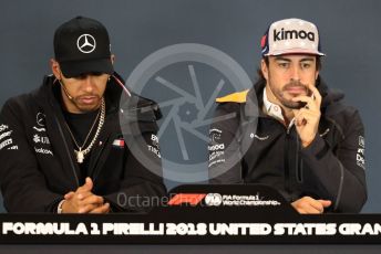 World © Octane Photographic Ltd. Formula 1 – United States GP - FIA Drivers’ Press Conference. Mercedes AMG Petronas Motorsport - Lewis Hamilton and McLaren – Fernando Alonso. Circuit of the Americas (COTA), USA. Thursday 18th October 2018.