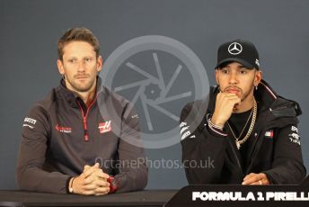 World © Octane Photographic Ltd. Formula 1 – United States GP - FIA Drivers’ Press Conference. Mercedes AMG Petronas Motorsport - Lewis Hamilton and Haas F1 Team – Romain Grosjean. Circuit of the Americas (COTA), USA. Thursday 18th October 2018.