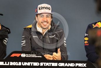 World © Octane Photographic Ltd. Formula 1 – United States GP - FIA Drivers’ Press Conference. McLaren – Fernando Alonso. Circuit of the Americas (COTA), USA. Thursday 18th October 2018.