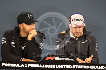 World © Octane Photographic Ltd. Formula 1 – United States GP - FIA Drivers’ Press Conference. Mercedes AMG Petronas Motorsport - Lewis Hamilton and McLaren – Fernando Alonso. Circuit of the Americas (COTA), USA. Thursday 18th October 2018.