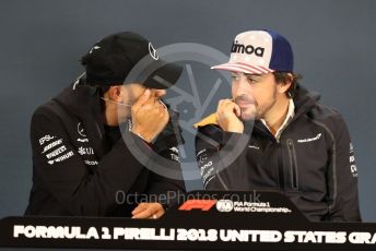 World © Octane Photographic Ltd. Formula 1 – United States GP - FIA Drivers’ Press Conference. Mercedes AMG Petronas Motorsport - Lewis Hamilton and McLaren – Fernando Alonso. Circuit of the Americas (COTA), USA. Thursday 18th October 2018.