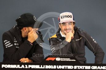 World © Octane Photographic Ltd. Formula 1 – United States GP - FIA Drivers’ Press Conference. Mercedes AMG Petronas Motorsport - Lewis Hamilton and McLaren – Fernando Alonso. Circuit of the Americas (COTA), USA. Thursday 18th October 2018.