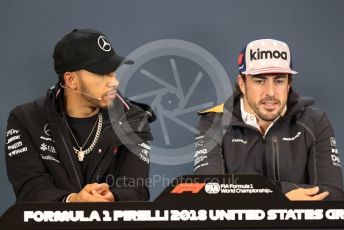World © Octane Photographic Ltd. Formula 1 – United States GP - FIA Drivers’ Press Conference. Mercedes AMG Petronas Motorsport - Lewis Hamilton and McLaren – Fernando Alonso. Circuit of the Americas (COTA), USA. Thursday 18th October 2018.