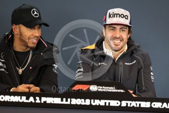 World © Octane Photographic Ltd. Formula 1 – United States GP - FIA Drivers’ Press Conference. Mercedes AMG Petronas Motorsport - Lewis Hamilton and McLaren – Fernando Alonso. Circuit of the Americas (COTA), USA. Thursday 18th October 2018.