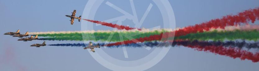 World © Octane Photographic Ltd. UAE Al Fursan (The Knights) Air Display Team – Aermacchi MB-339A. Saturday 30th November 2019, F1 Abu Dhabi GP - Yas Marina circuit, Abu Dhabi, UAE.