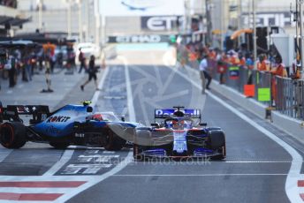 World © Octane Photographic Ltd. Formula 1 – Abu Dhabi GP - Practice 1. Scuderia Toro Rosso STR14 – Daniil Kvyat and ROKiT Williams Racing FW42 – Robert Kubica. Yas Marina Circuit, Abu Dhabi, UAE. Friday 29th November 2019.