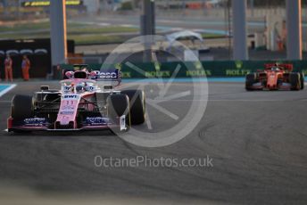 World © Octane Photographic Ltd. Formula 1 – Abu Dhabi GP - Practice 2. SportPesa Racing Point RP19 - Sergio Perez and Scuderia Ferrari SF90 – Sebastian Vettel. Yas Marina Circuit, Abu Dhabi, UAE. Friday 29th November 2019.