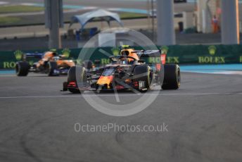 World © Octane Photographic Ltd. Formula 1 – Abu Dhabi GP - Practice 2. Aston Martin Red Bull Racing RB15 – Alexander Albon and McLaren MCL34 – Lando Norris. Yas Marina Circuit, Abu Dhabi, UAE. Friday 29th November 2019.