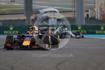 World © Octane Photographic Ltd. Formula 1 – Abu Dhabi GP - Practice 2. Aston Martin Red Bull Racing RB15 – Max Verstappen and Mercedes AMG Petronas Motorsport AMG F1 W10 EQ Power+ - Valtteri Bottas. Yas Marina Circuit, Abu Dhabi, UAE. Friday 29th November 2019.