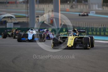World © Octane Photographic Ltd. Formula 1 – Abu Dhabi GP - Practice 2. Haas F1 Team VF19 – Kevin Magnussen, ROKiT Williams Racing FW 42 – George Russell, Scuderia Toro Rosso STR14 – Daniil Kvyat and Renault Sport F1 Team RS19 – Daniel Ricciardo. Yas Marina Circuit, Abu Dhabi, UAE. Friday 29th November 2019.