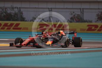 World © Octane Photographic Ltd. Formula 1 – Abu Dhabi GP - Practice 2. Scuderia Ferrari SF90 – Sebastian Vettel and Aston Martin Red Bull Racing RB15 – Max Verstappen. . Yas Marina Circuit, Abu Dhabi, UAE. Friday 29th November 2019.
