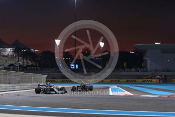 World © Octane Photographic Ltd. Formula 1 – Abu Dhabi GP - Practice 2. Mercedes AMG Petronas Motorsport AMG F1 W10 EQ Power+ - Valtteri Bottas and Haas F1 Team VF19 – Kevin Magnussen. Yas Marina Circuit, Abu Dhabi, UAE. Friday 29th November 2019.