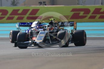 World © Octane Photographic Ltd. Formula 1 – Abu Dhabi GP - Practice 3. Haas F1 Team VF19 – Kevin Magnussen and Scuderia Toro Rosso STR14 – Pierre Gasly. Yas Marina Circuit, Abu Dhabi, UAE. Saturday 30th November 2019.