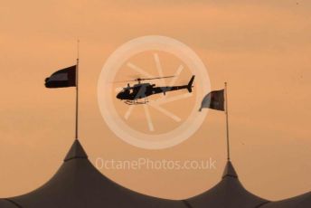 World © Octane Photographic Ltd. Formula 1 – Abu Dhabi GP - Qualifying. Helicopter at Sunset. Yas Marina Circuit, Abu Dhabi, UAE. Saturday 30th November 2019.