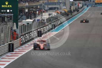 World © Octane Photographic Ltd. Formula 1 – Abu Dhabi GP - Race. Scuderia Ferrari SF90 – Sebastian Vettel and Aston Martin Red Bull Racing RB15 – Alexander Albon. Yas Marina Circuit, Abu Dhabi, UAE. Sunday 1st December 2019.