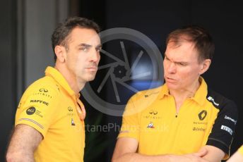 World © Octane Photographic Ltd. Formula 1 - Abu Dhabi GP - Paddock. Cyril Abiteboul - Managing Director and Remi Taffin– Engine Technical Director of Renault Sport Racing Formula 1 Team. Yas Marina Circuit, Abu Dhabi, UAE. Sunday 1st December 2019.