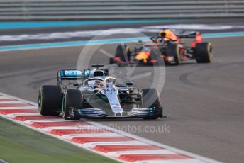 World © Octane Photographic Ltd. Formula 1 – Abu Dhabi GP - Race. Mercedes AMG Petronas Motorsport AMG F1 W10 EQ Power+ - Lewis Hamilton and Aston Martin Red Bull Racing RB15 – Max Verstappen. Yas Marina Circuit, Abu Dhabi, UAE. Sunday 1st December 2019.