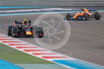 World © Octane Photographic Ltd. Formula 1 – Abu Dhabi GP - Race. Aston Martin Red Bull Racing RB15 – Alexander Albon and McLaren MCL34 – Lando Norris. Yas Marina Circuit, Abu Dhabi, UAE. Sunday 1st December 2019.