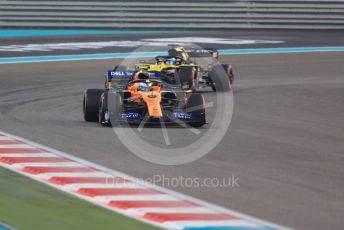 World © Octane Photographic Ltd. Formula 1 – Abu Dhabi GP - Race. McLaren MCL34 – Lando Norris and Renault Sport F1 Team RS19 – Daniel Ricciardo. Yas Marina Circuit, Abu Dhabi, UAE. Sunday 1st December 2019.