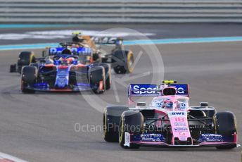 World © Octane Photographic Ltd. Formula 1 – Abu Dhabi GP - Race. SportPesa Racing Point RP19 – Lance Stroll, Scuderia Toro Rosso STR14 – Daniil Kvyat and Haas F1 Team VF19 – Kevin Magnussen. Yas Marina Circuit, Abu Dhabi, UAE. Sunday 1st December 2019.