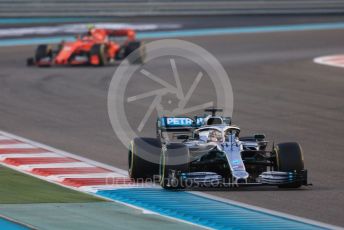 World © Octane Photographic Ltd. Formula 1 – Abu Dhabi GP - Race. Mercedes AMG Petronas Motorsport AMG F1 W10 EQ Power+ - Lewis Hamilton and Scuderia Ferrari SF90 – Charles Leclerc. Yas Marina Circuit, Abu Dhabi, UAE. Sunday 1st December 2019.