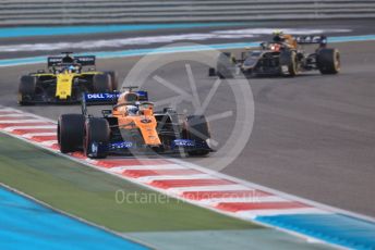 World © Octane Photographic Ltd. Formula 1 – Abu Dhabi GP - Race. McLaren MCL34 – Carlos Sainz, Renault Sport F1 Team RS19 – Daniel Ricciardo and Haas F1 Team VF19 – Kevin Magnussen. Yas Marina Circuit, Abu Dhabi, UAE. Sunday 1st December 2019.