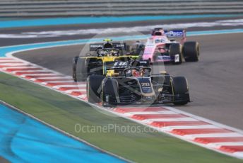 World © Octane Photographic Ltd. Formula 1 – Abu Dhabi GP - Race. Haas F1 Team VF19 – Kevin Magnussen, Renault Sport F1 Team RS19 – Nico Hulkenberg and SportPesa Racing Point RP19 - Sergio Perez. Yas Marina Circuit, Abu Dhabi, UAE. Sunday 1st December 2019.